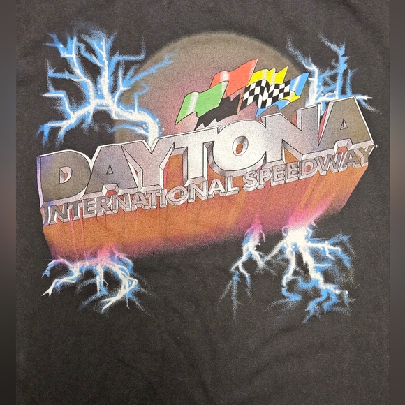 Vintage 90s Lightning Daytona International Speedway Nascar Racing T-Shirt XL - Picture 2 of 7
